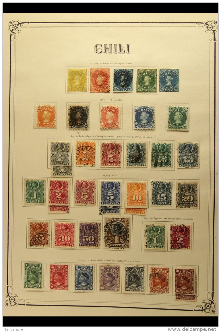 1853-1929 OLD TIME COLLECTION  Neatly Presented On Printed Pages. Mint &amp; Used Ranges Offering Good... - Chile