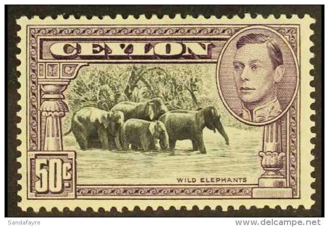 1938-49  50c Black And Mauve, Perf 13 X 13&frac12;, SG 394a, Mint With Light Gum Toning Patches. For More Images,... - Ceylan (...-1947)