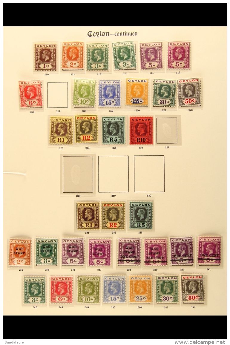 1912 - 1937 FRESH MINT ONLY COLLECTION  Attractive Collection On Printed Pages With 1912 Geo V Set To 10r,  Also... - Ceilán (...-1947)