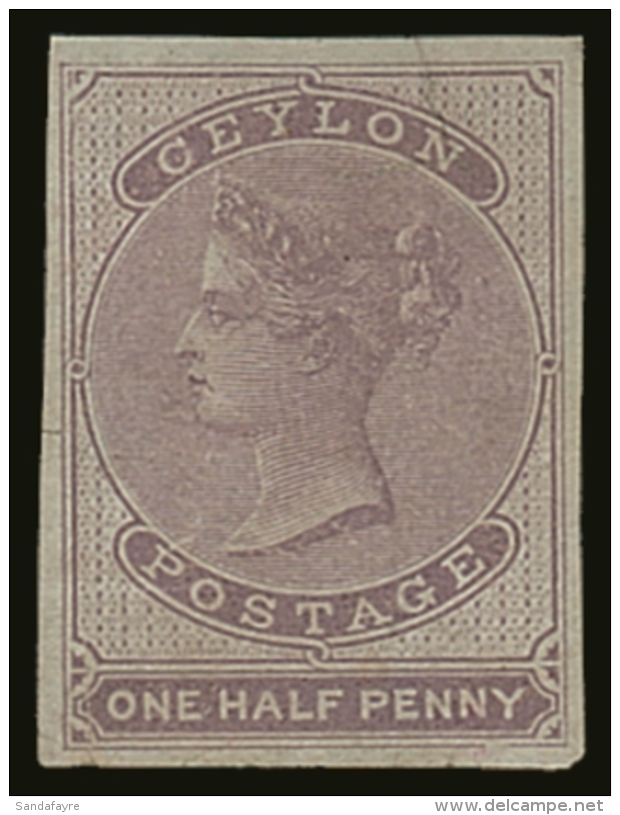 1857-64  &frac12;d Reddish Lilac Imperf (blued Paper), SG 16, Very Fine Lightly Hinged Mint With 4 Large Neat... - Ceylan (...-1947)