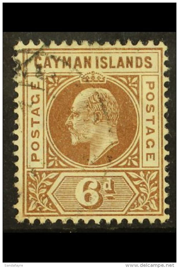 1905  (watermark Mult Crown CA) 6d Brown With DENTED FRAME Variety, SG 11a, Fine Used, Short Perf At Lower Left.... - Caimán (Islas)