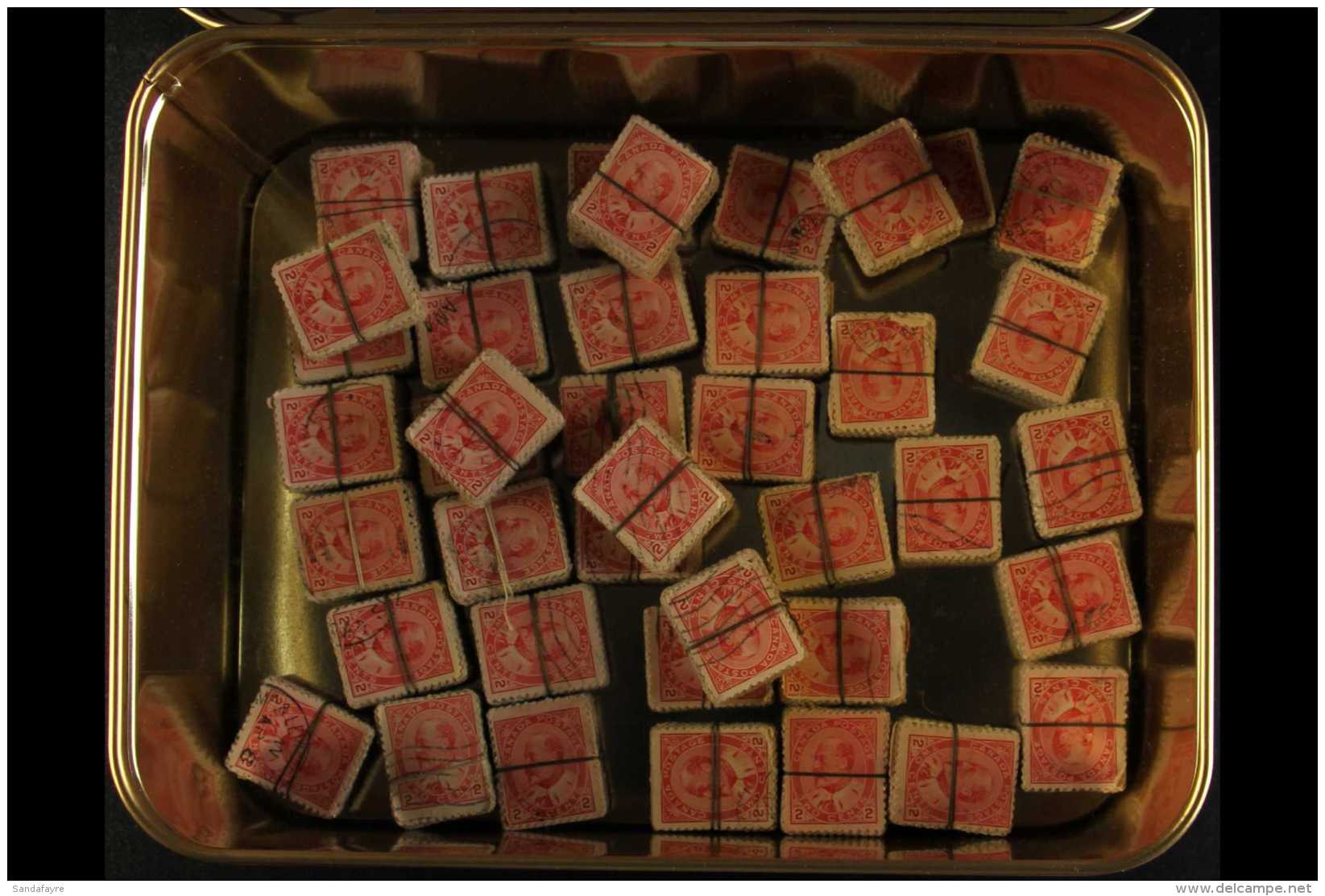 KEVII TWO CENTS CIGAR BOX STASH  1903 2c Rose-carmines (SG 176/77, Scott/Unitrade 90) USED HOARD Loose In A Cigar... - Autres & Non Classés