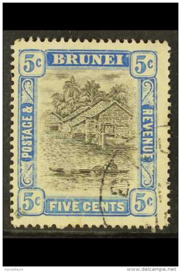 1907-10  5c Grey-black &amp; Blue, Wmk Mult Crown CA, SG 27, Very Fine Used. For More Images, Please Visit... - Brunei (...-1984)