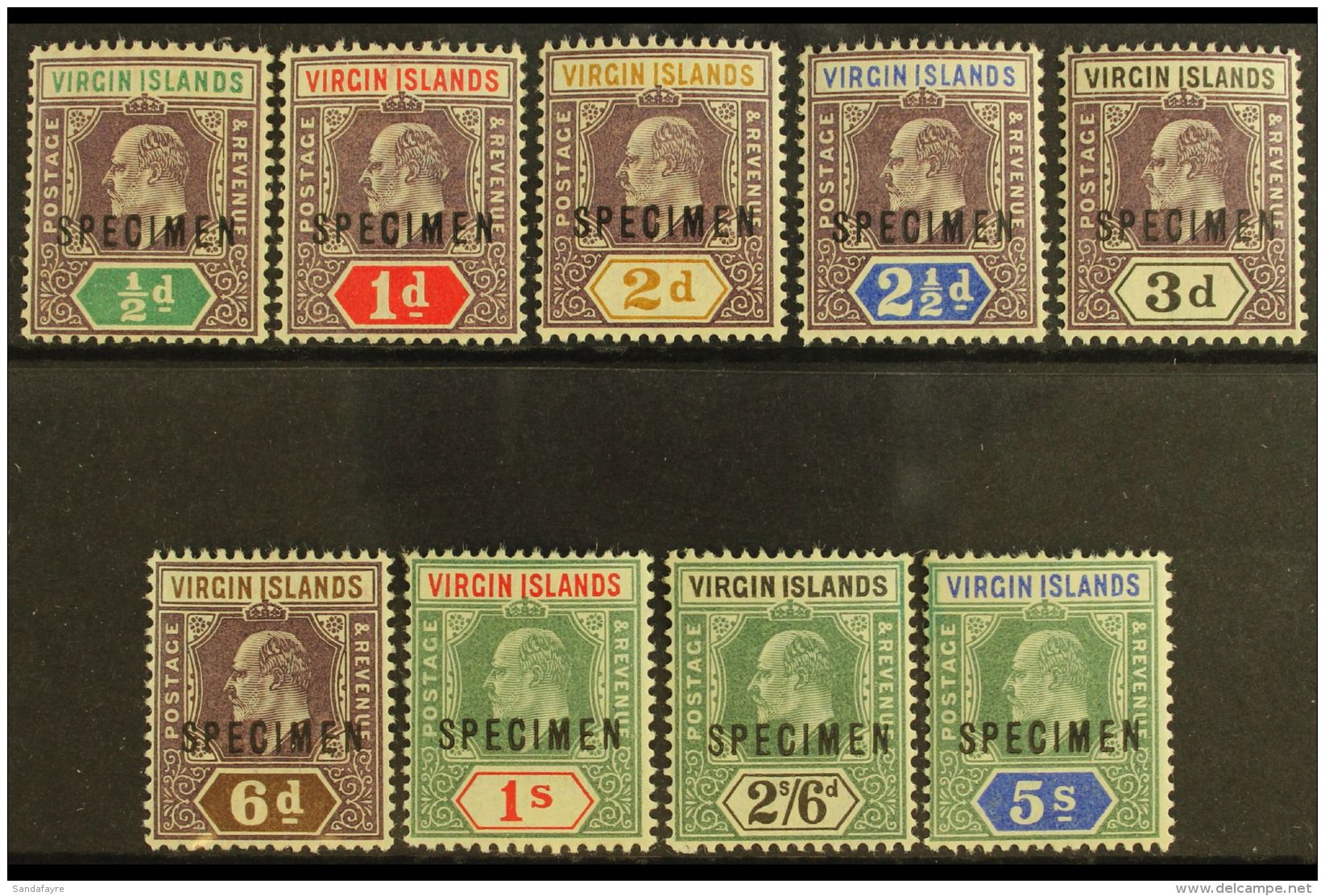 1904  Ed VII Set Wmk MCA, Ovptd "Specimen", SG 54s/62s, Fine Mint. (9 Stamps) For More Images, Please Visit... - Iles Vièrges Britanniques