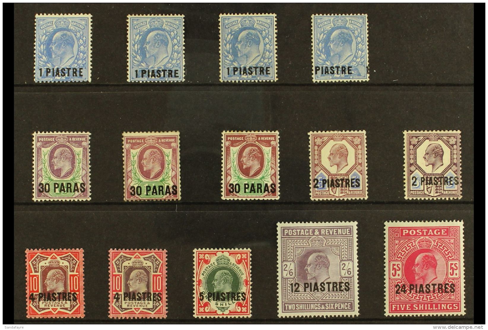 TURKISH CURRENCY  1911-13 KEVII Set With Some Perforation &amp; Shade Variants Plus 30pa On 1&frac12;d With... - Levante Británica