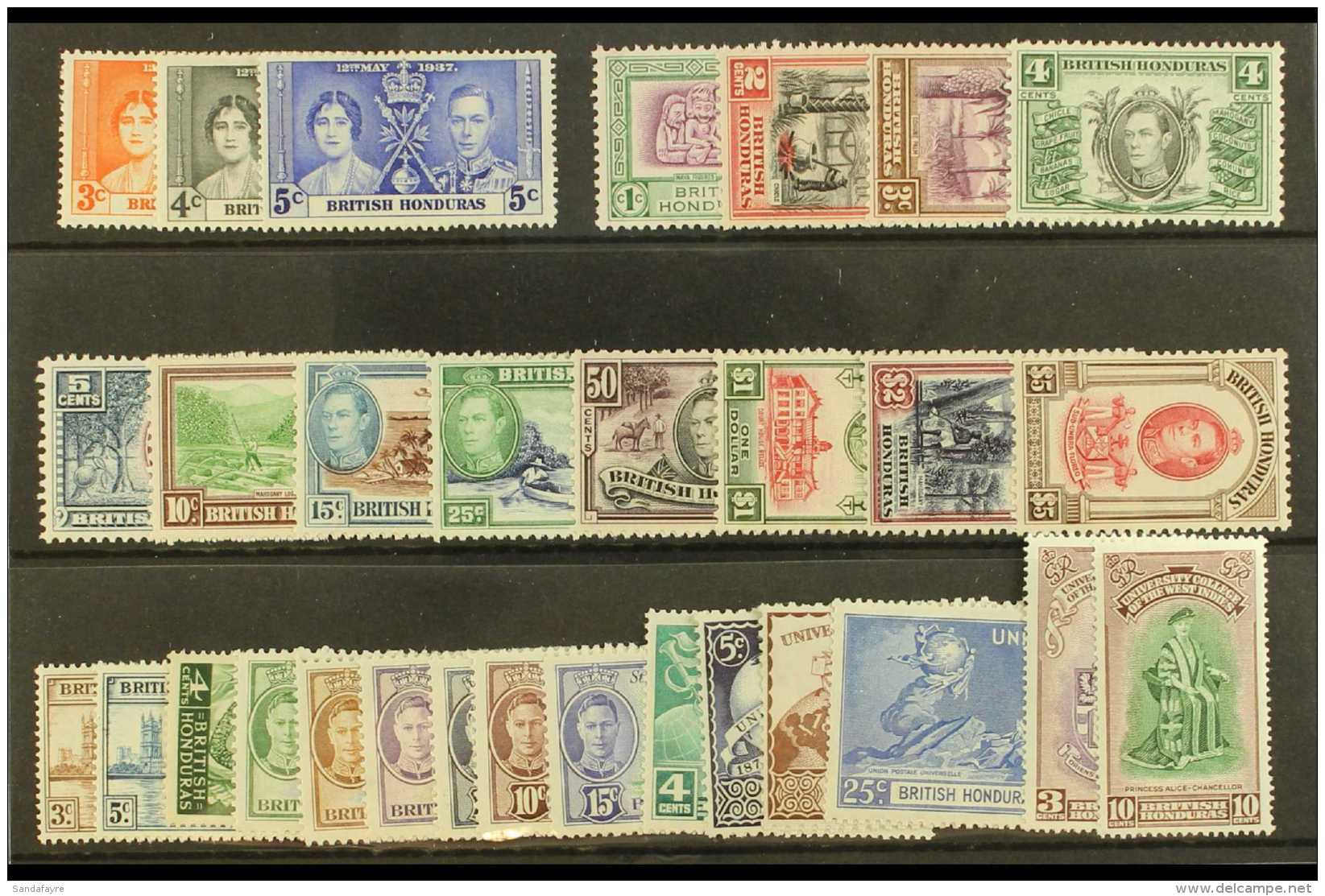 1937-52 KGVI MINT COLLECTION  A Highly Complete, Fine Mint Collection (only Missing RSW $5), Presented On A Stock... - Honduras Británica (...-1970)