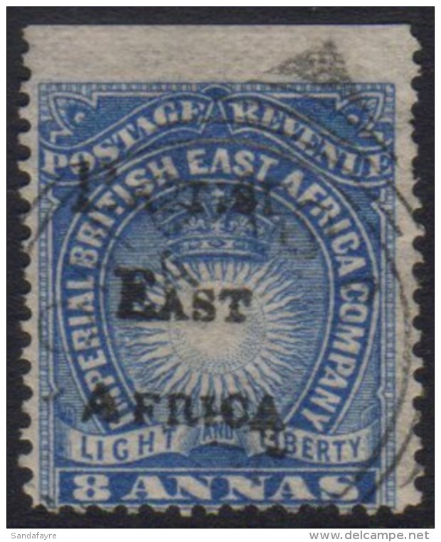 1895-96  8a Blue, Handstamped SG 42, Upper Marginal Example With Neat Part Mombassa Squared Circle.  For More... - África Oriental Británica