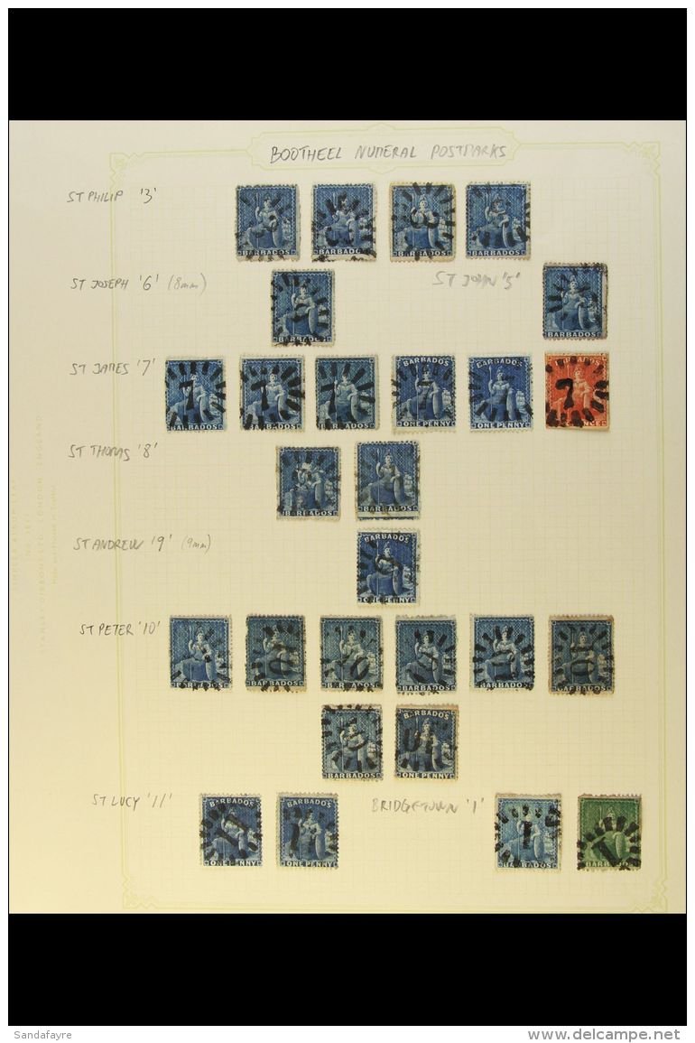 1870-1872 NUMERAL POSTMARKS.  An Interesting Collection Of Fine Used Chiefly 1d Stamps Cancelled By Nice Numeral... - Barbados (...-1966)