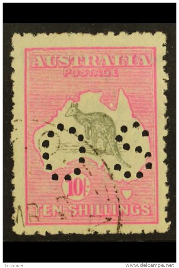 OFFICIALS  1915 10s Grey And Pink, Punctured "OS", SG O51, Very Fine Used. For More Images, Please Visit... - Autres & Non Classés