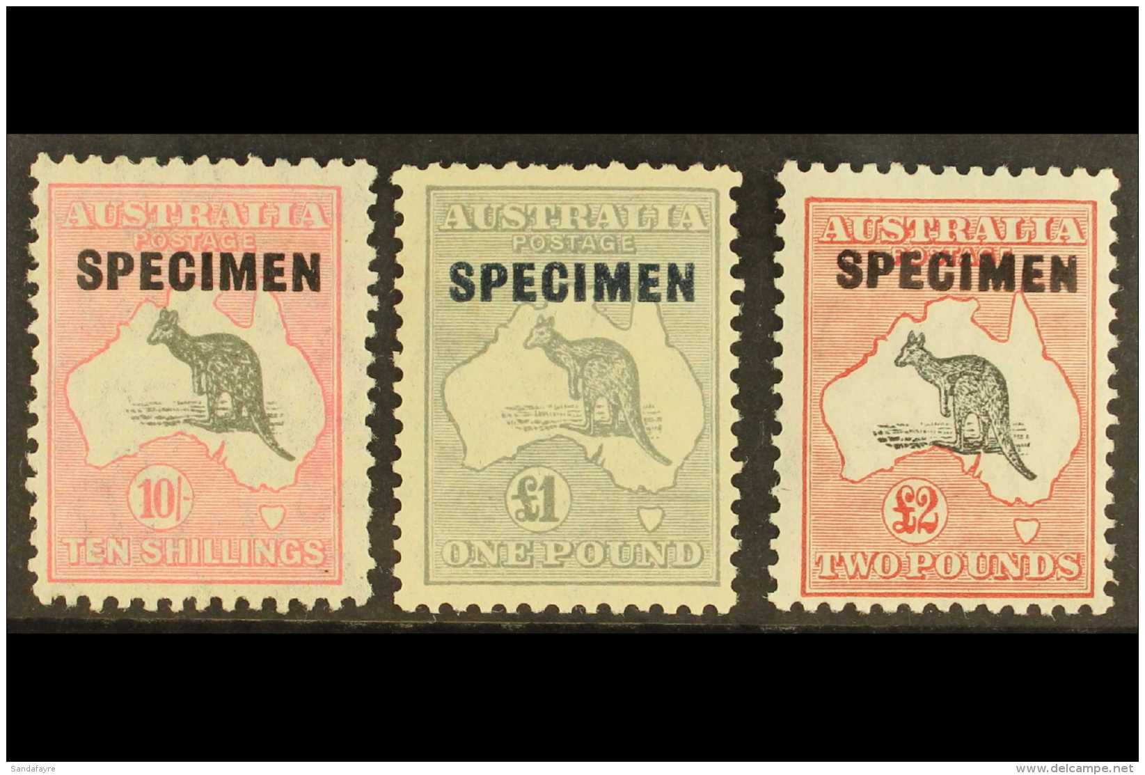 1931-36  10s, &pound;1, And &pound;2 Kangaroo's With "SPECIMEN" Overprints Set, SG 136s/138s, Fine Mint. (3... - Autres & Non Classés