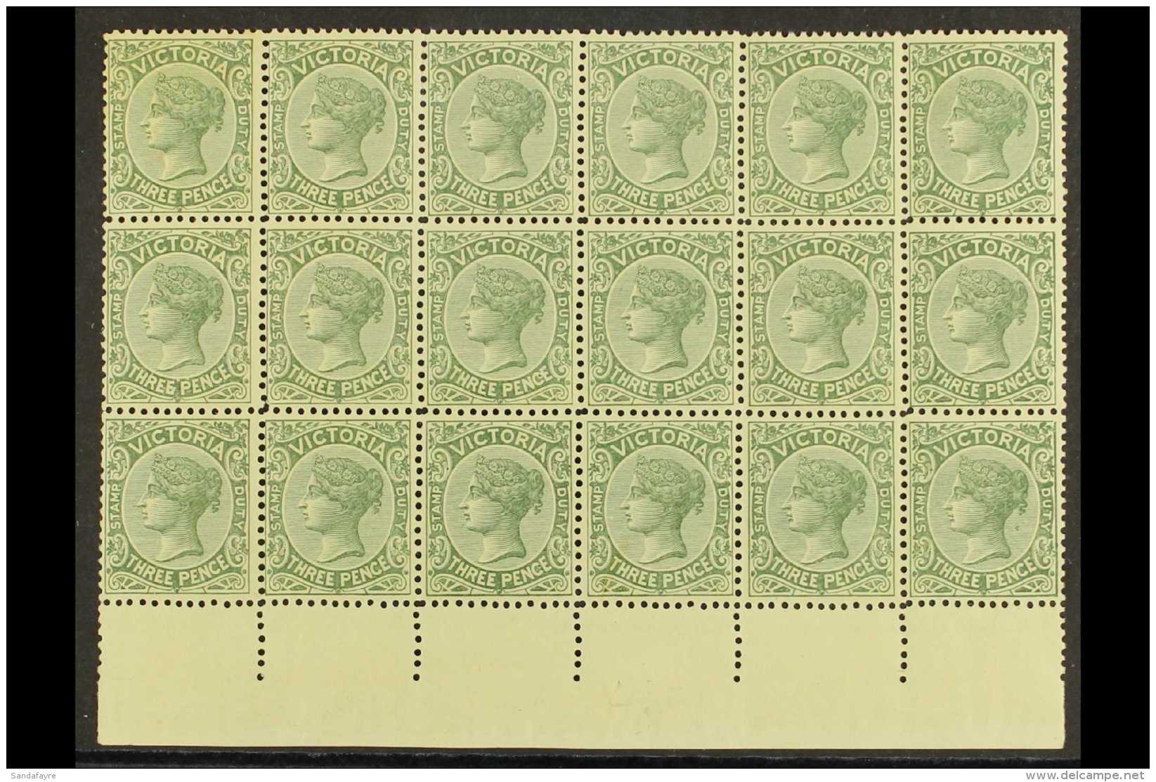 VICTORIA  1899-1901 3d Slate-green, SG 362, Never Hinged Mint Marginal BLOCK Of 18 (6x3), Darkish Gum But Very... - Autres & Non Classés