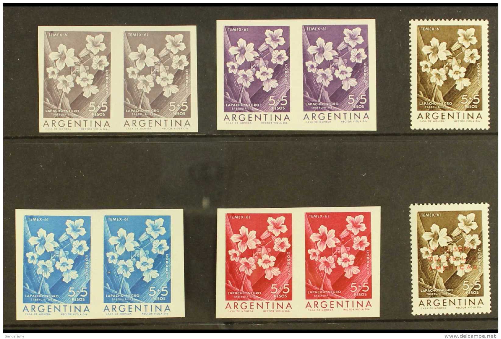 COLOUR TRIAL PROOFS  For The 1960 5p+5p Flowers Issue (Tabebuia), As SG 1002 Or Scott B29, A Set Of Four Imperf... - Other & Unclassified