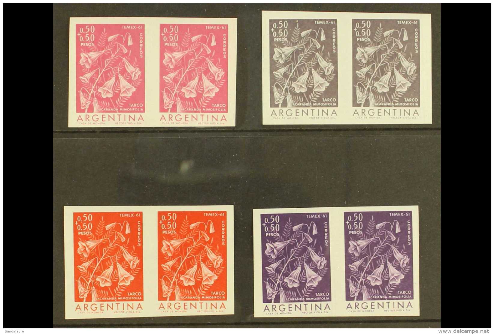 FLOWERS  COLOUR TRIAL PROOFS For The Argentina 1960 50c+50c Flowers Issue (Jacaranda), As SG 999 Or Scott B26, A... - Sin Clasificación