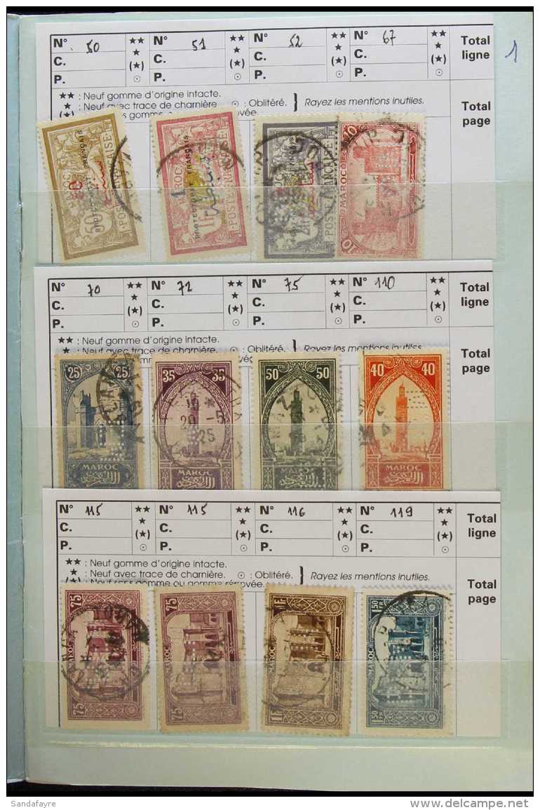 PERFINS OF FRENCH MOROCCO, ALGERIA &amp; TUNISIA  1910's-1940's Interesting Collection Of Fine Used Stamps With... - Otros & Sin Clasificación
