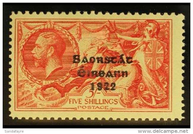 1935  5s Bright Rose-red Re-engraved Sea Horse With Somerset House Ovpt, SG 100, Superb Mint. For More Images,... - Other & Unclassified