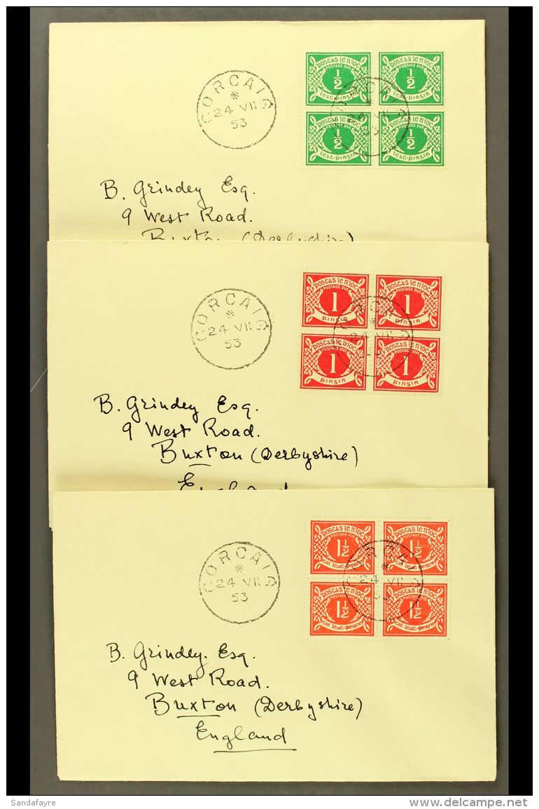 1940-53 POSTAGE DUE  &frac12;d To 5d, SG D5/10, Blocks Of Four On Matching Covers With Corcaig 24/7/53 Cds's. (6... - Autres & Non Classés