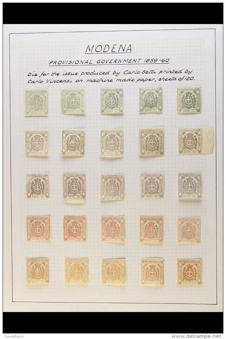 MODENA  1859 Provisional Government Issue, Superb Mint And Used Collection Written Up On Album Pages Including 5c... - Sin Clasificación