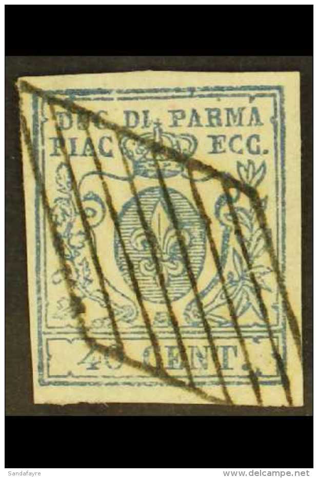 PARMA  1857 40c Blue, Type 1, "wide 0", Sass 11, Very Fine Used With Neat Barred Rhomboid Cancel For More Images,... - Non Classés