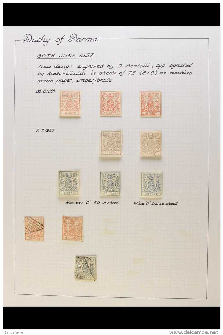 PARMA  1857 Fleur De Lis Issue, Fine Mint And Used Collection Written Up On Leaves Including 15c Vermilion Mint... - Sin Clasificación