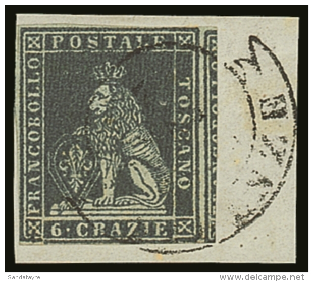 TUSCANY  1851 6 Cr Deep Grey On Greyish Paper, Sass 7f, Superb Used On Piece With Clear To Large Margins And Neat... - Sin Clasificación