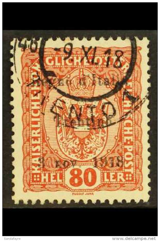 TRENTINO  1918 80h Chestnut Ovptd, SG 13, Very Fine Used. For More Images, Please Visit... - Unclassified