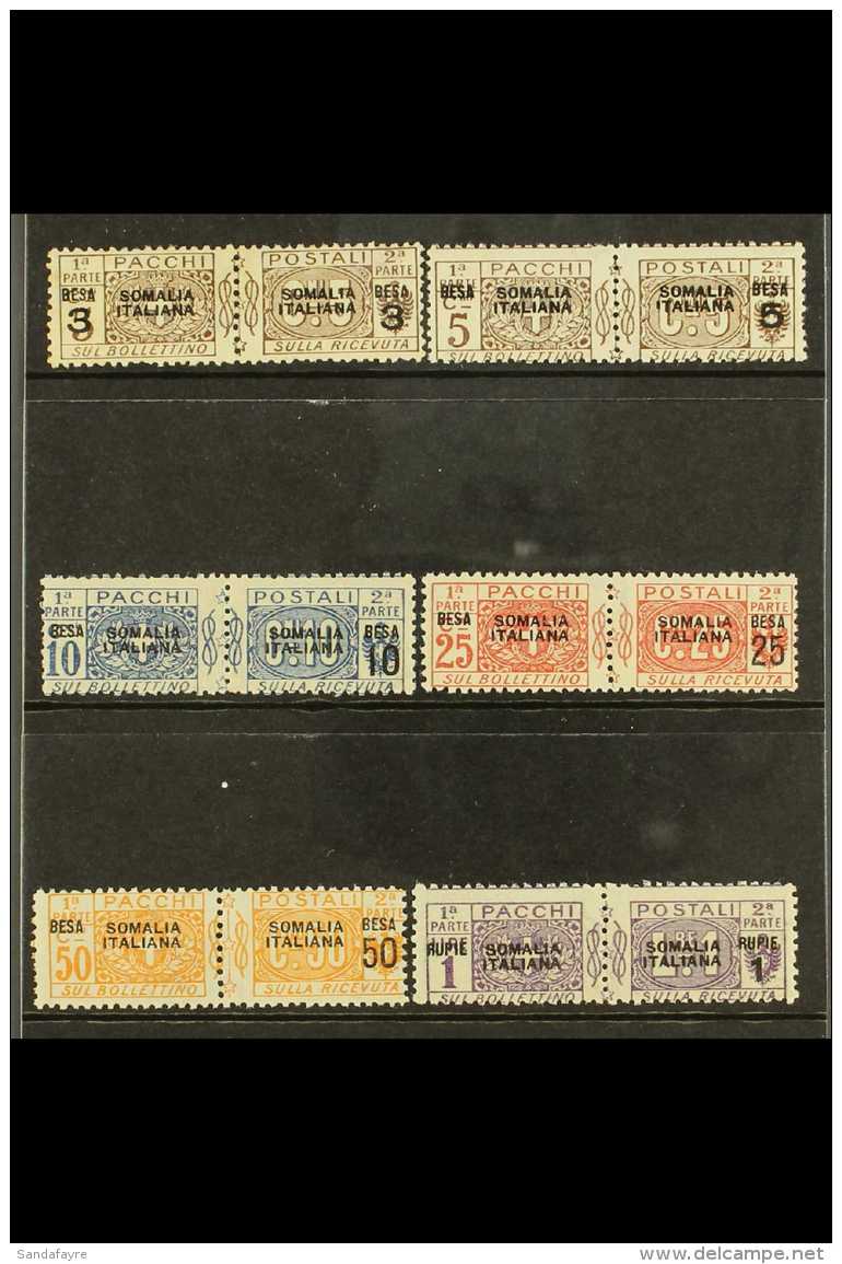 SOMALIA  PARCEL POST 1923 Complete Surcharged Set To 1r On 1L Violet, Sass. 21/26, Superb Never Hinged Mint.  Cat... - Autres & Non Classés