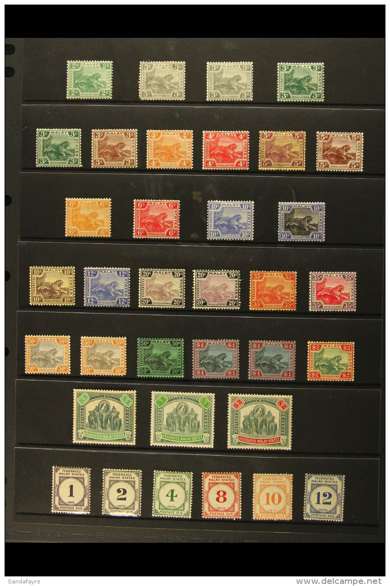 FEDERATED MALAY STATES  1922-34 SCRIPT CA WATERMARK MINT SELECTION On A Stock Page With Shades Etc To Both $2... - Autres & Non Classés
