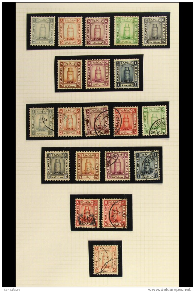 1906-78 FINE MINT AND USED COLLECTION  Includes 1906 3c And 5c Opts Mint, 1909 Sets Both Mint And Used (two Sets... - Maldives (...-1965)