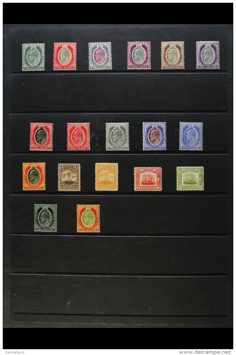 1903-1914 KEVII FINE MINT  All Different Selection. With 1903-04 (Crown CA) Set Less 2&frac12;d; 1904-14 (Mult... - Malta (...-1964)