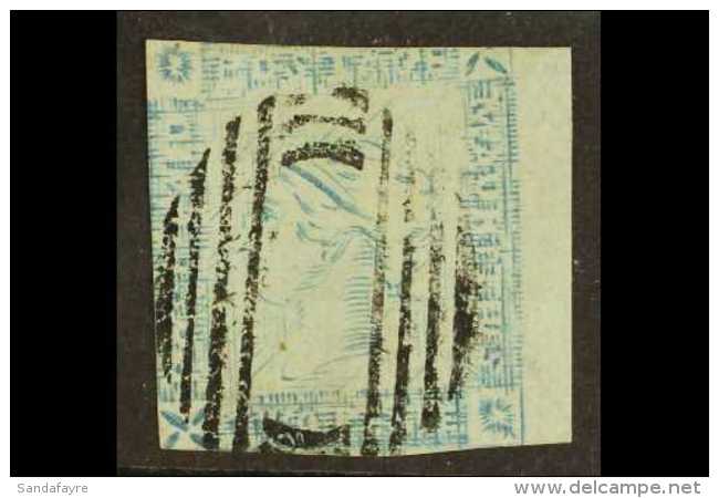 1859  2d Blue Lapirot Worn Impression, SG 39, Finely Used With Neat Postmark, Cut Into But Jumbo Margin At Right,... - Mauricio (...-1967)