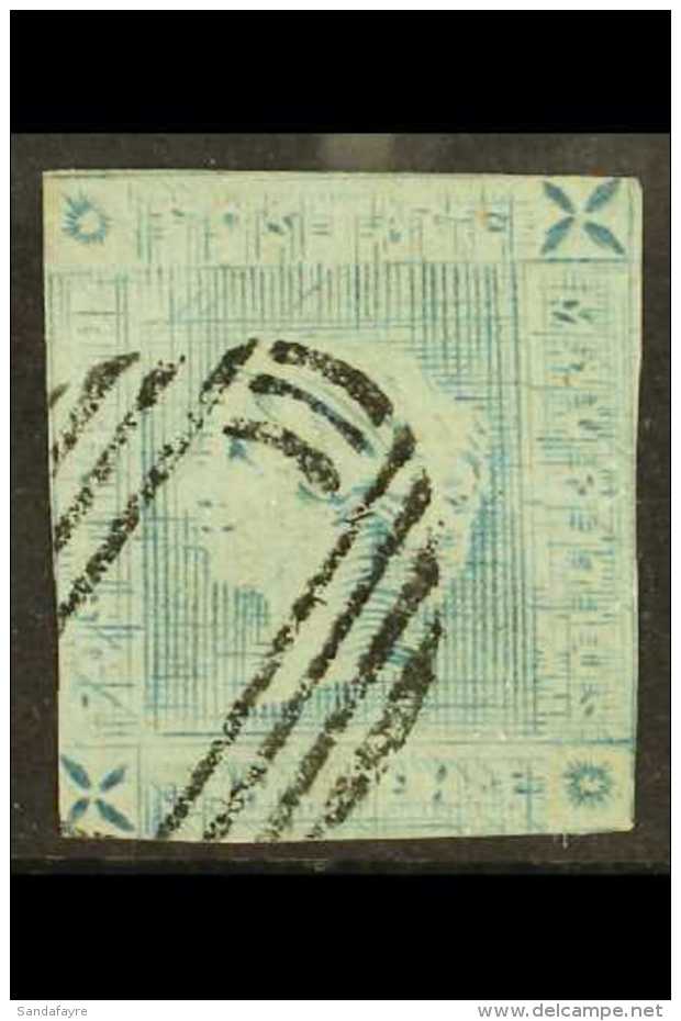 1859  2d Blue Imperf "Lapirot", Worn Impression, From Position 8, SG 39, Used With Close/into Margins, With Neat... - Maurice (...-1967)