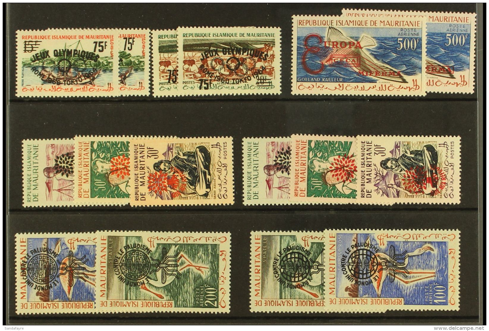 1962 OVERPRINTS WITH ALL TYPES.  All Different Never Hinged Mint Group On A Stock Card, Inc 1962 Olympics,... - Otros & Sin Clasificación