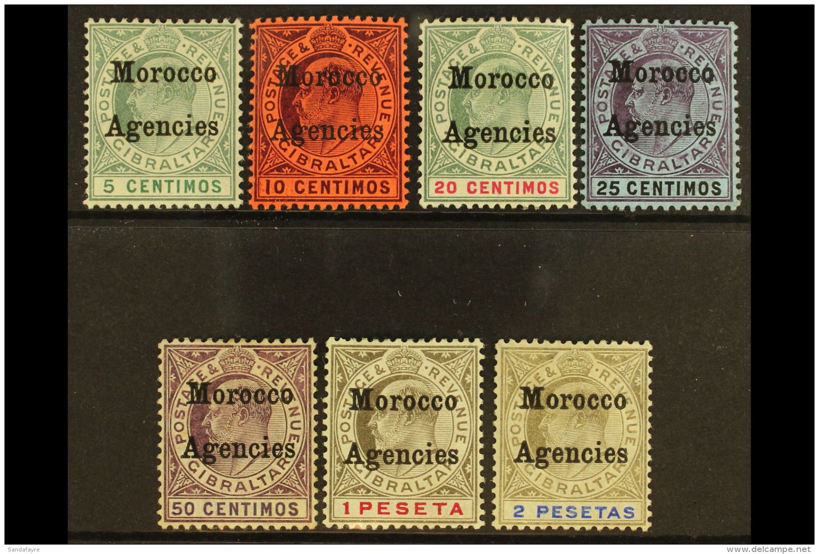 1905-06  Overprints On Gibraltar Complete Set, SG 24/30, Fine Mint. (7 Stamps) For More Images, Please Visit... - Otros & Sin Clasificación