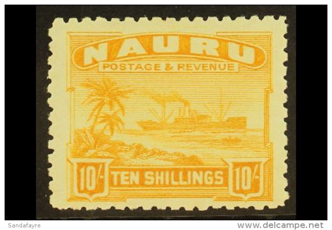 1924  10s Yellow On Rough Surfaced Paper, SG 39A, Very Fine And Fresh Mint. For More Images, Please Visit... - Nauru