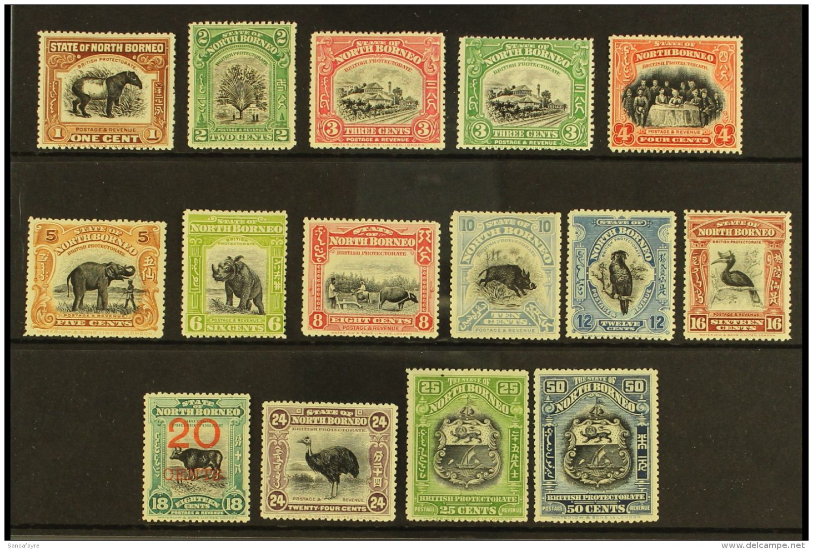 1909-23  Pictorial (centres In Black) Mint Selection On A Stock Card With Most Value To 50c, Lovely Condition... - Bornéo Du Nord (...-1963)