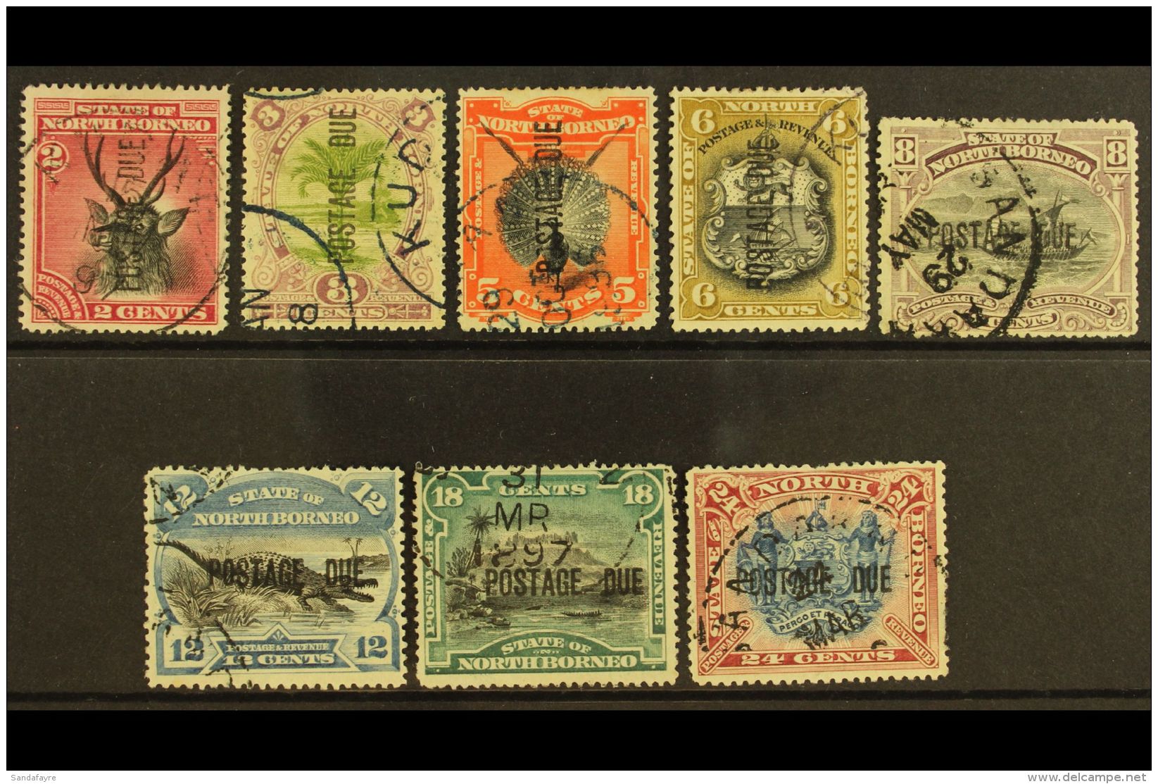 POSTAGE DUES  1895 Set Complete, SG D1/11, Very Fine And Fresh Used (8 Stamps) For More Images, Please Visit... - Borneo Septentrional (...-1963)