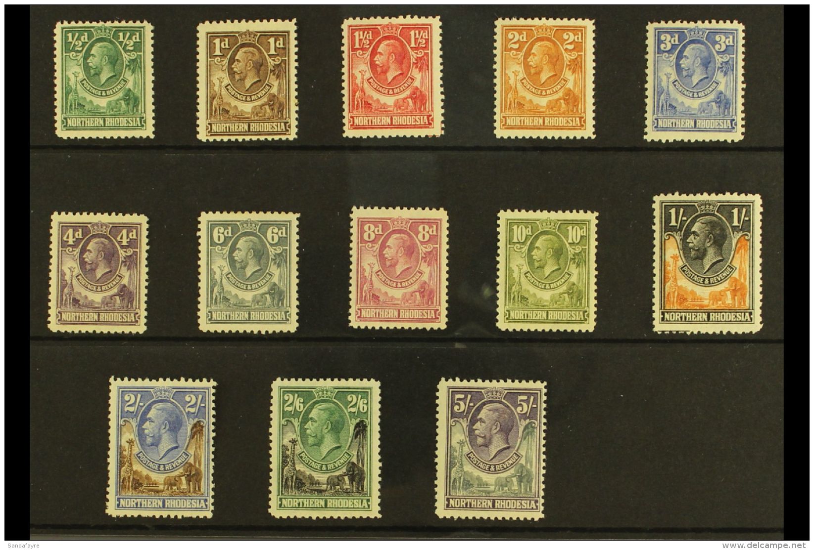 1925-29  KGV Definitive Set To 2s6d (SG 1/12), Plus 5s (SG 14), Fine Fresh Mint. (13 Stamps) For More Images,... - Rodesia Del Norte (...-1963)