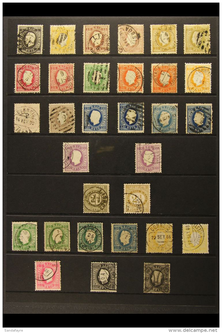 1870-84 USED EMBOSSED "LUIS" COLLECTION  Presented On A Stock Page. Includes 1870-76 Range With All Values Except... - Otros & Sin Clasificación