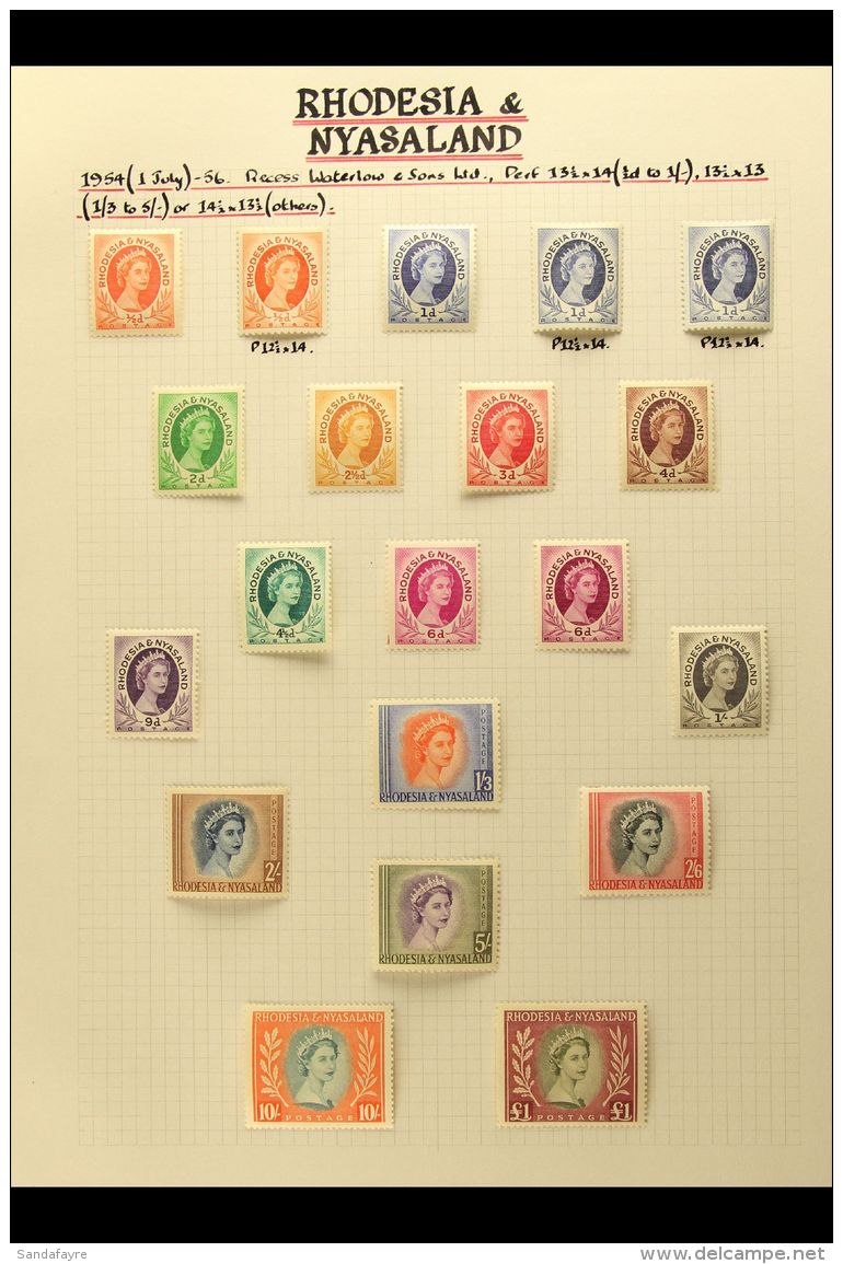 1954-63 SUPERB MINT COLLECTION WITH ADDITIONAL DEFINITIVE PERFS AND SHADES  A Beautifully Written Up Collection... - Rhodésie & Nyasaland (1954-1963)