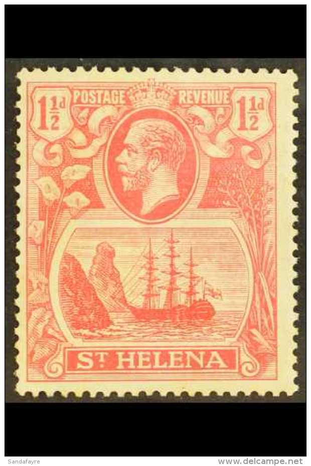 1922-37  1&frac12;d Rose-red "Torn Flag" Variety, SG 99b, Fine Mint. For More Images, Please Visit... - Isla Sta Helena