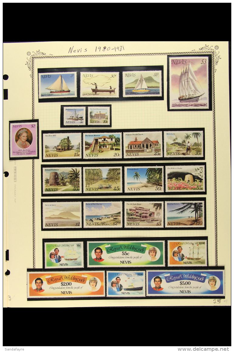 NEVIS  1980-90 MOSTLY NEVER HINGED MINT COLLECTION On Album Pages, Includes A Good Run Of Topical Sets Incl.... - San Cristóbal Y Nieves - Anguilla (...-1980)