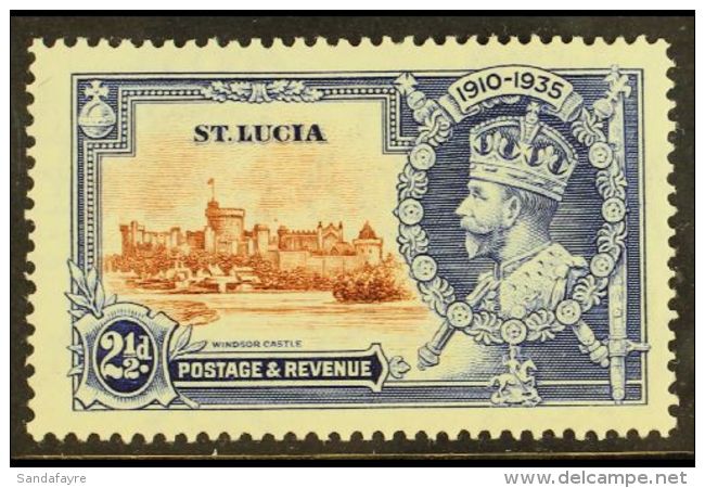 1935  2&frac12;d Brown &amp; Deep Blue Jubilee With DOT TO LEFT OF CHAPEL Variety, SG 111g, Very Fine Mint,... - Ste Lucie (...-1978)