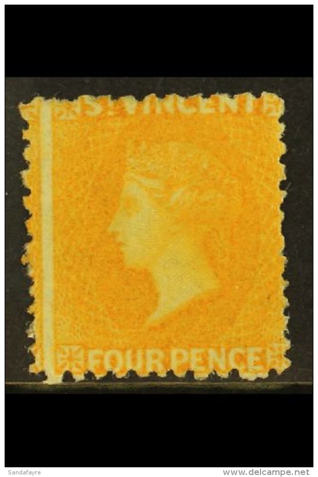 1869  4d Yellow, No Wmk, P11-12&frac12;, SG 12, Fine Mint With Original Gum. For More Images, Please Visit... - St.Vincent (...-1979)