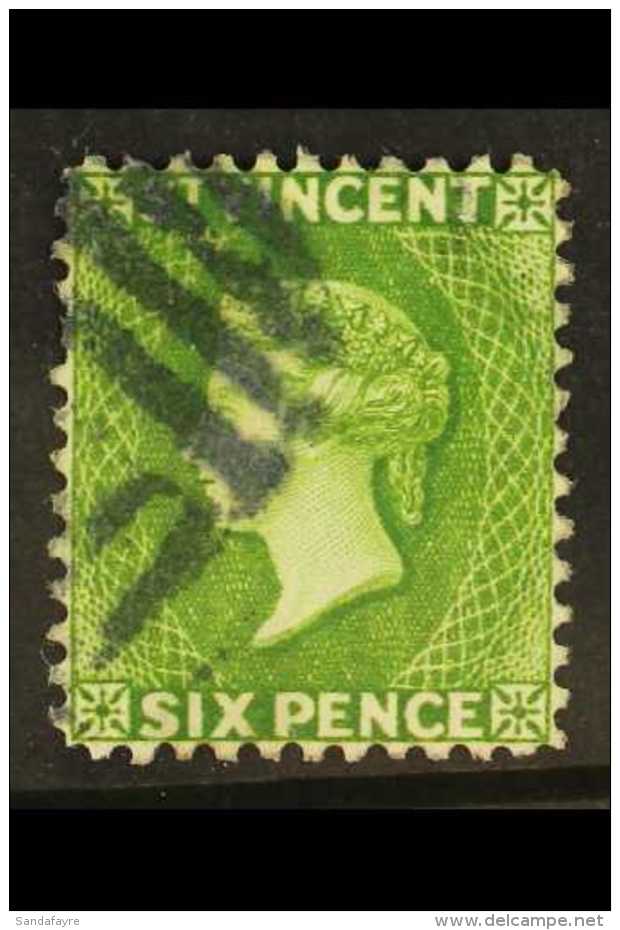 1883-84  6d Bright Green, Wmk Crown CA, Perf 12, SG 44, Fine Used. Elusive Stamp,  Cat &pound;300. For More... - St.Vincent (...-1979)