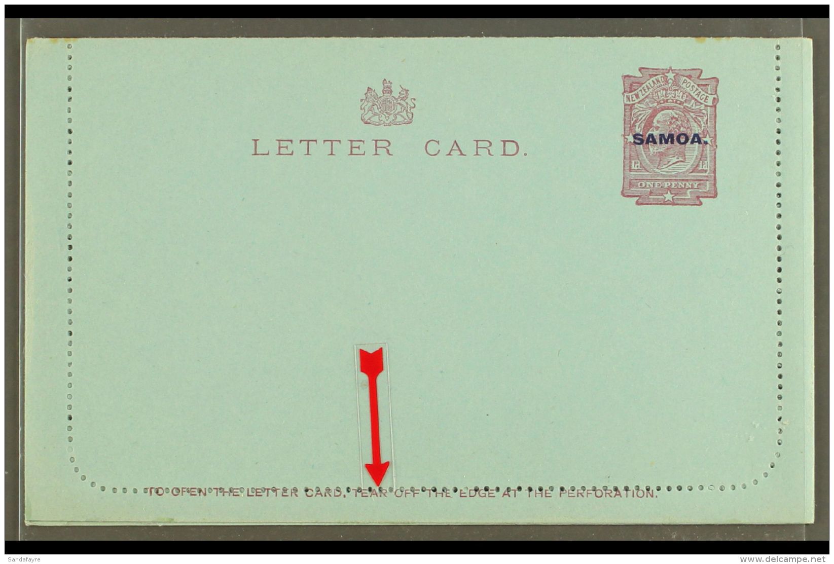 1914 LETTER CARD  1d Dull Claret On Blue, Inscription 94mm, H&amp;G 1a, Unused, Broken Second "T" In "LETTER... - Samoa