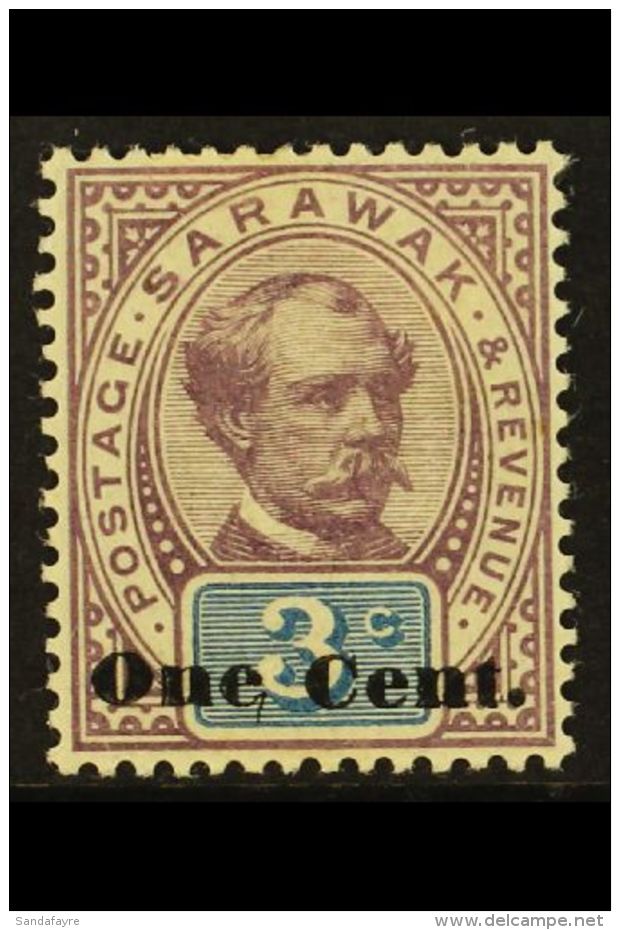 1889-92  One Cent On 3c Purple And Blue, SG 22, Fine Mint. For More Images, Please Visit... - Sarawak (...-1963)