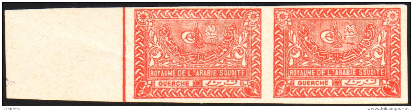 1934-57  &frac12;d Deep Rose-red Horizontal IMPERF PAIR, SG 331, Never Hinged Mint, A Few Minor Wrinkles, Fresh... - Arabie Saoudite