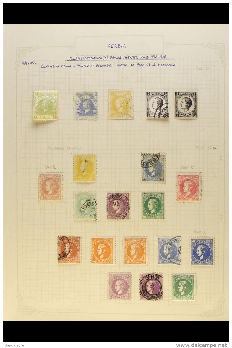 1866-1918 OLD TIME COLLECTION  On Leaves, Mint &amp; Used, Inc 1866-68 40pa Used, 1867-69 1pa Mint, 1869-80 To... - Serbie