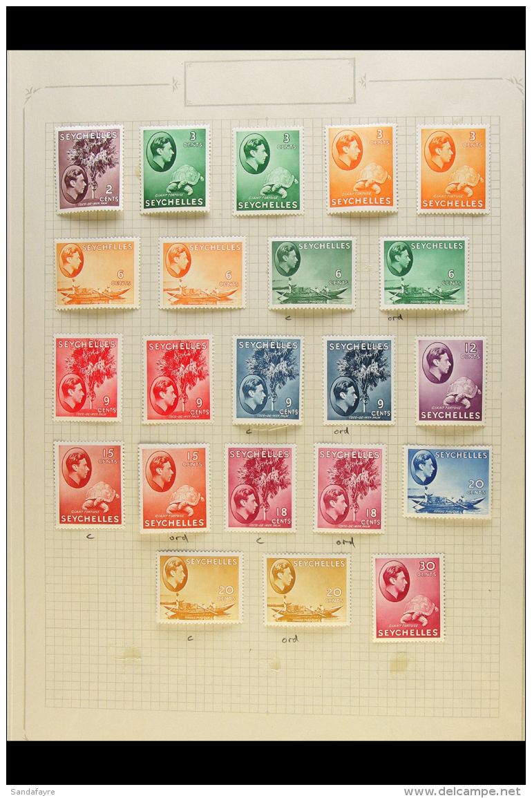 1890-1952 COLLECTION ON ALBUM PAGES  Mint And Used (chiefly Mint), Fine And Fresh Condition. Note (mint Unless... - Seychelles (...-1976)