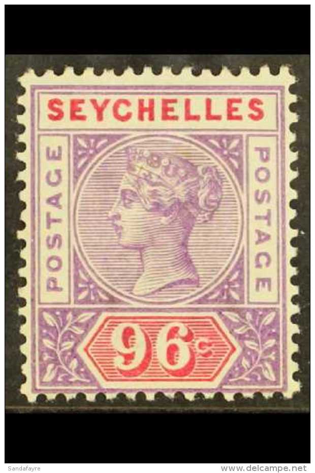 1890-92  96c Mauve &amp; Carmine, SG 8, Very Fine Mint For More Images, Please Visit... - Seychelles (...-1976)